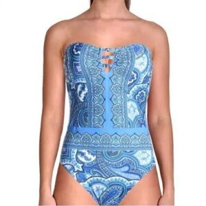 Ralph Lauren Blue Paisley One Piece Swimsuit